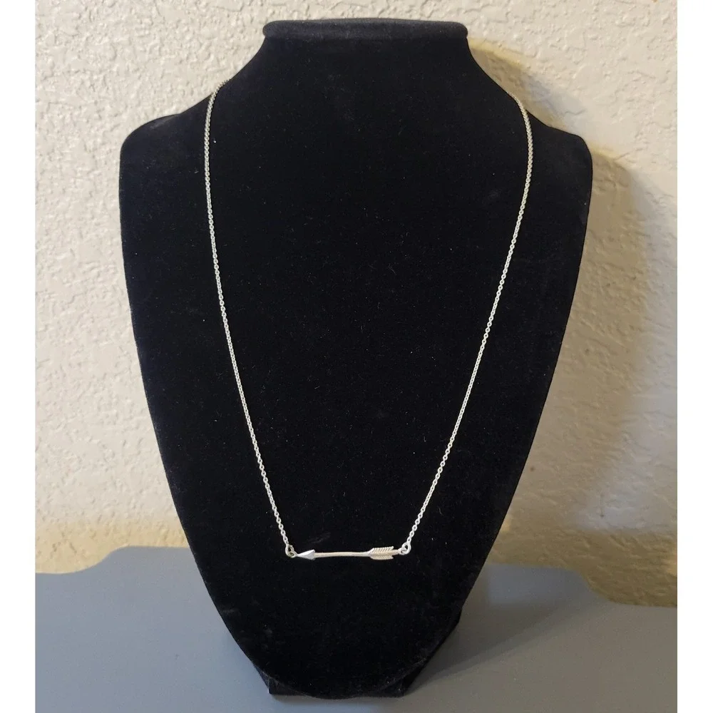 Women's Sterling Silver‎ Sideways Arrow Necklace 925 Minimalist Boho